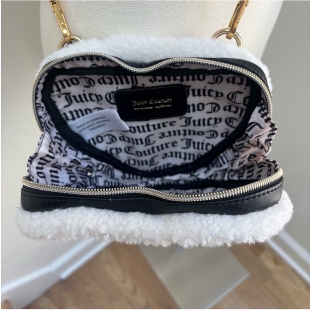 Juicy Couture Crossbody Bag Heart Shaped Sheer Genius Sherpa Silver Black Gold - Picture 10 of 12